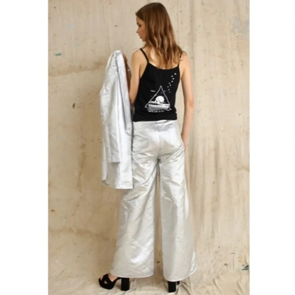 Free People NWT Lenni Calcite Suit US 2 XS Silver Maximalist Metallic Party Sexy - Picture 4 of 16